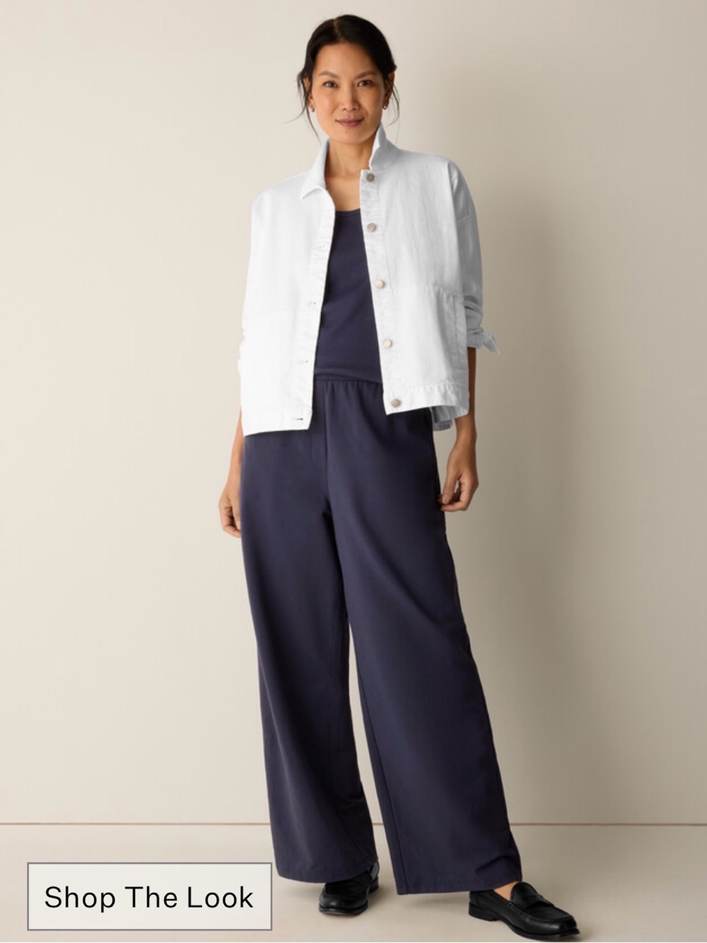 Eileen Fisher Navy
Pima Cotton Stretch Jersey Wide-Leg Pant